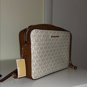 Michael Kors Tan and Cream Crossbody Bag